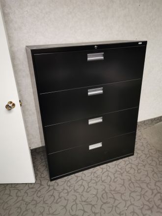 USED GLOBAL 4 DRAWER LATERAL FILE BLACK